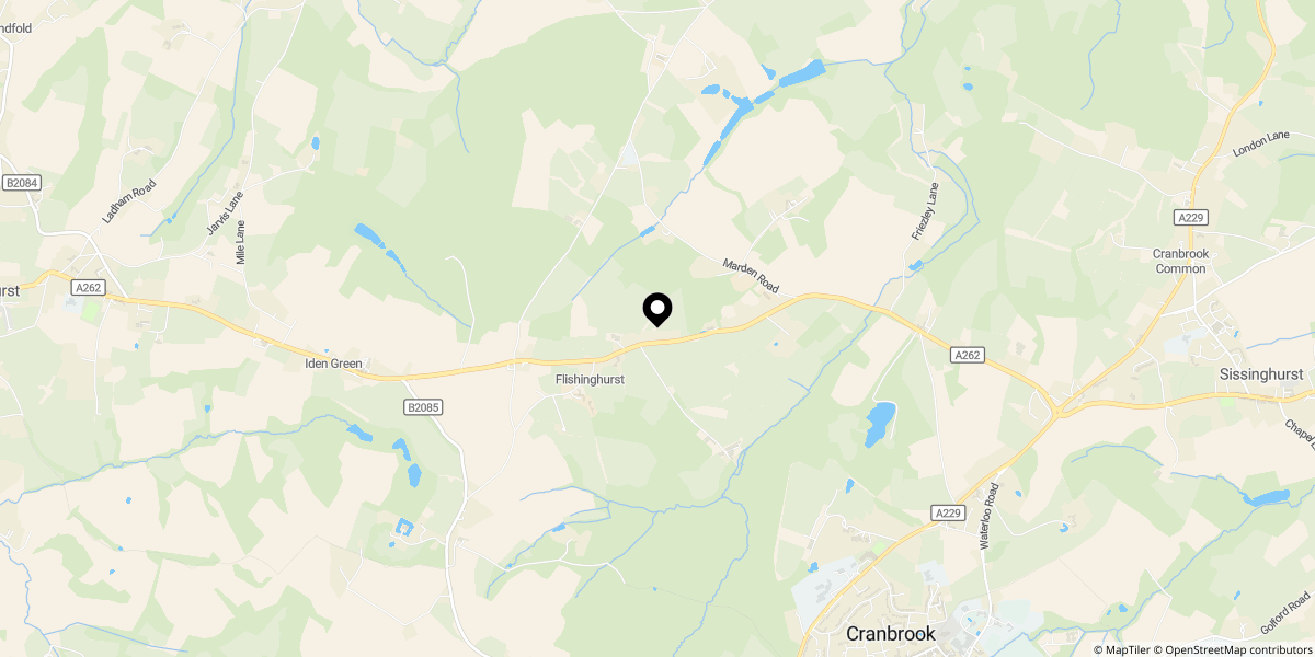 Approximate location of Goudhurst Road, Cranbrook, Kent. TN17 2PZ