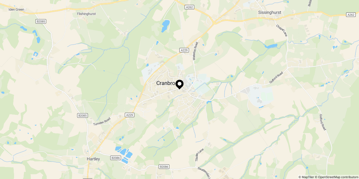 Approximate location of Cranbrook , Cranbrook , Kent, TN17 3HE